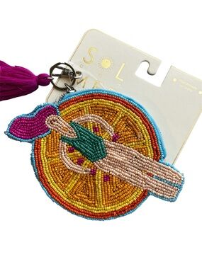 SOL & MER Beaded Citrus & Swimmer Keychain Bag Charm- Multicolor
